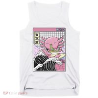 Axolotl Eating Ra Kanagawa Wave Kawaii Japan Vaporwave  Tank Top thumb 0