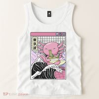 Axolotl Eating Ra Kanagawa Wave Kawaii Japan Vaporwave  Tank Top thumb 2