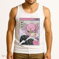 Axolotl Eating Ra Kanagawa Wave Kawaii Japan Vaporwave  Tank Top thumb 3