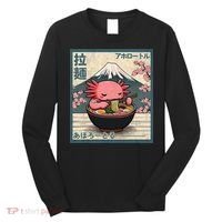 Axolotl Eating Ramen Retro Japanese Kawaii Anime Long Sleeve Shirt thumb 0