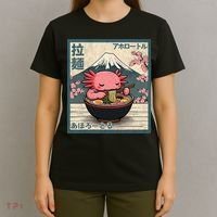 Axolotl Eating Ramen Retro Japanese Kawaii Anime T-Shirt thumb 4