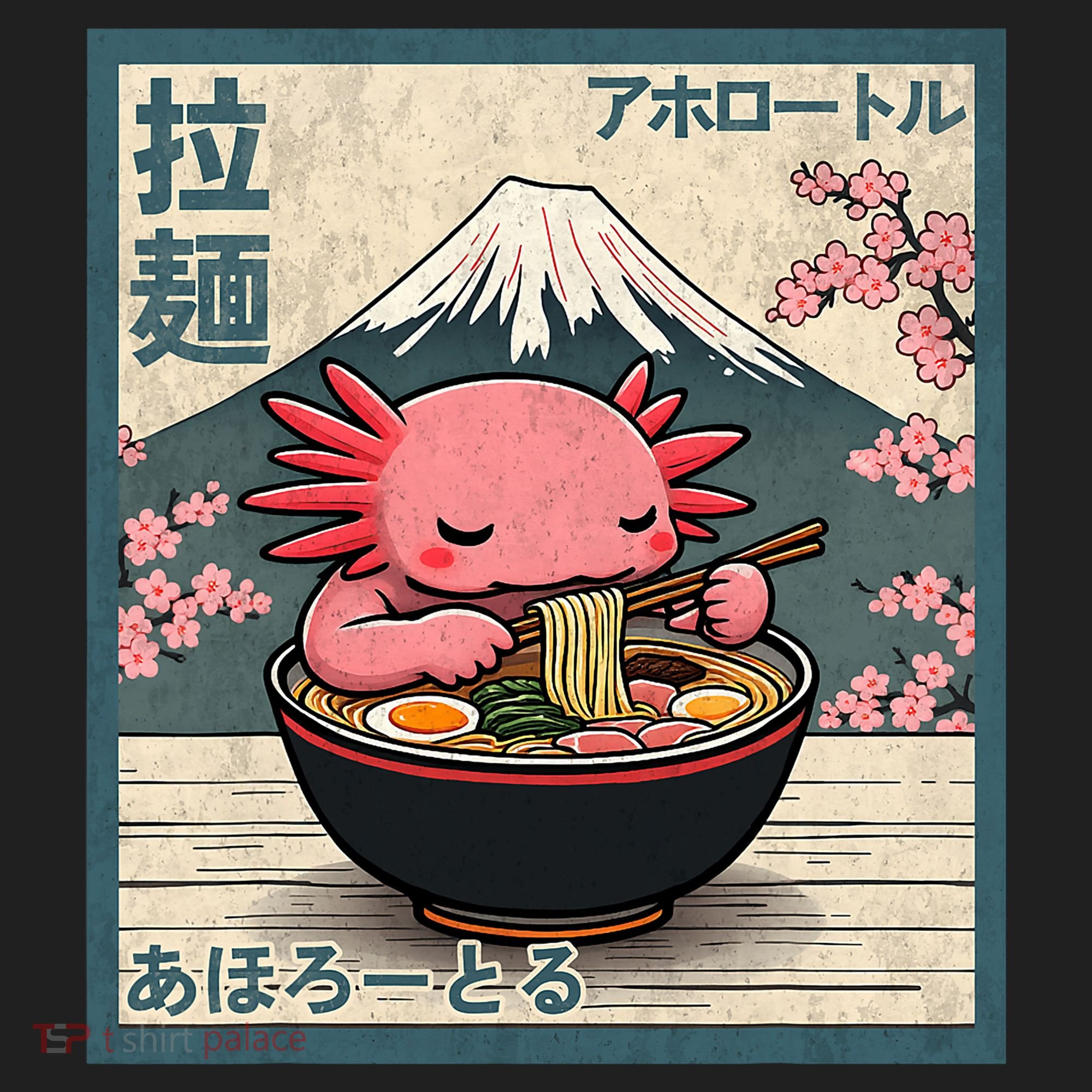 Axolotl Eating Ramen Retro Japanese Kawaii Anime Beanie