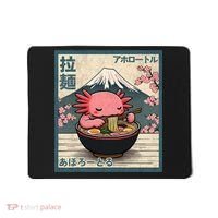 Axolotl Eating Ramen Retro Japanese Kawaii Anime Mousepad thumb 0
