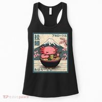 Axolotl Eating Ramen Retro Japanese Kawaii Anime Women's Tank Top thumb 0