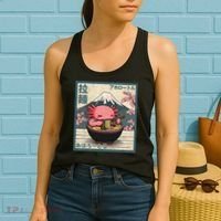 Axolotl Eating Ramen Retro Japanese Kawaii Anime Women's Tank Top thumb 2