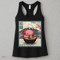 Axolotl Eating Ramen Retro Japanese Kawaii Anime Women's Tank Top thumb 3