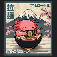 Axolotl Eating Ramen Retro Japanese Kawaii Anime Hat thumb 2