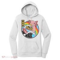 Axolotl Eating Ra Kanagawa Wave Kawaii Anime Vaporwave Women's Hoodie thumb 0