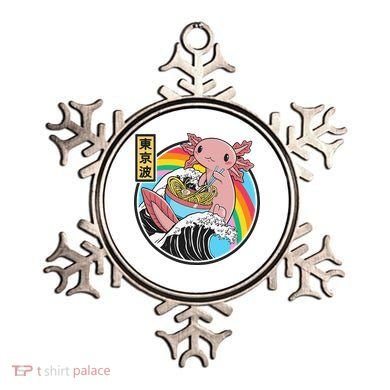 Axolotl Eating Ra Kanagawa Wave Kawaii Anime Vaporwave Ornament