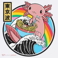 Axolotl Eating Ra Kanagawa Wave Kawaii Anime Vaporwave Women's Tank Top thumb 5