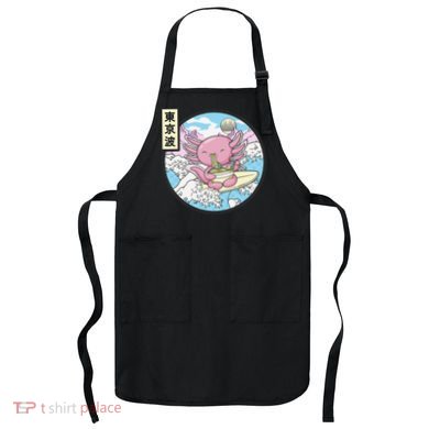 Axolotl Eating Ramen Japan Waves Anime Vaporwave Kawaii Apron