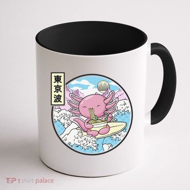 Axolotl Eating Ramen Japan Waves Anime Vaporwave Kawaii Coffee Mug back