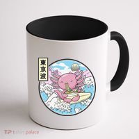 Axolotl Eating Ramen Japan Waves Anime Vaporwave Kawaii Coffee Mug thumb 1