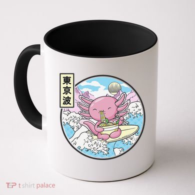 Axolotl Eating Ramen Japan Waves Anime Vaporwave Kawaii Coffee Mug