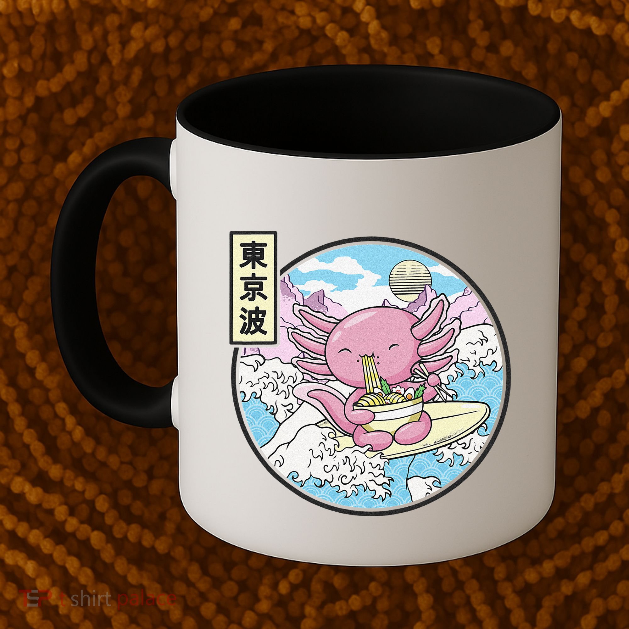 Axolotl Eating Ramen Japan Waves Anime Vaporwave Kawaii Coffee Mug