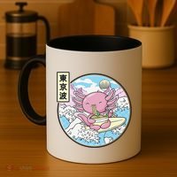 Axolotl Eating Ramen Japan Waves Anime Vaporwave Kawaii Coffee Mug thumb 4