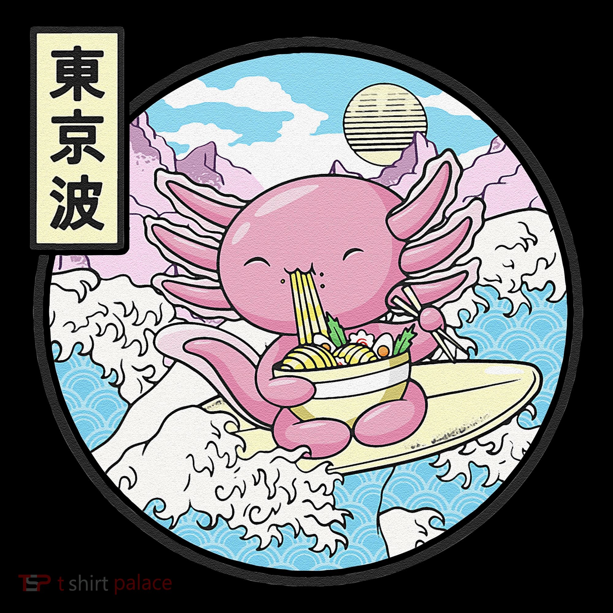 Axolotl Eating Ramen Japan Waves Anime Vaporwave Kawaii Coffee Mug