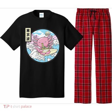 Axolotl Eating Ramen Japan Waves Anime Vaporwave Kawaii Pajama Set
