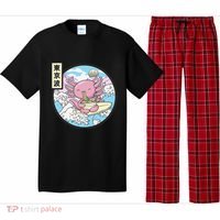 Axolotl Eating Ramen Japan Waves Anime Vaporwave Kawaii Pajama Set thumb 0