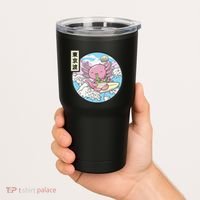 Axolotl Eating Ramen Japan Waves Anime Vaporwave Kawaii Tumbler thumb 2