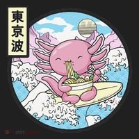 Axolotl Eating Ramen Japan Waves Anime Vaporwave Kawaii Tumbler thumb 3