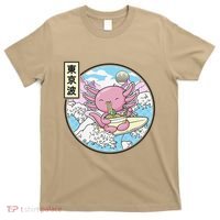 Axolotl Eating Ramen Japan Waves Anime Vaporwave Kawaii T-Shirt thumb 0