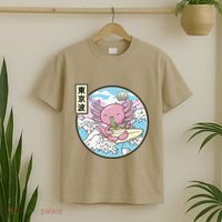 Axolotl Eating Ramen Japan Waves Anime Vaporwave Kawaii T-Shirt thumb 2