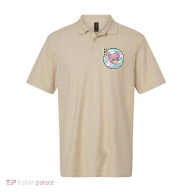 Axolotl Eating Ramen Japan Waves Anime Vaporwave Kawaii Polo