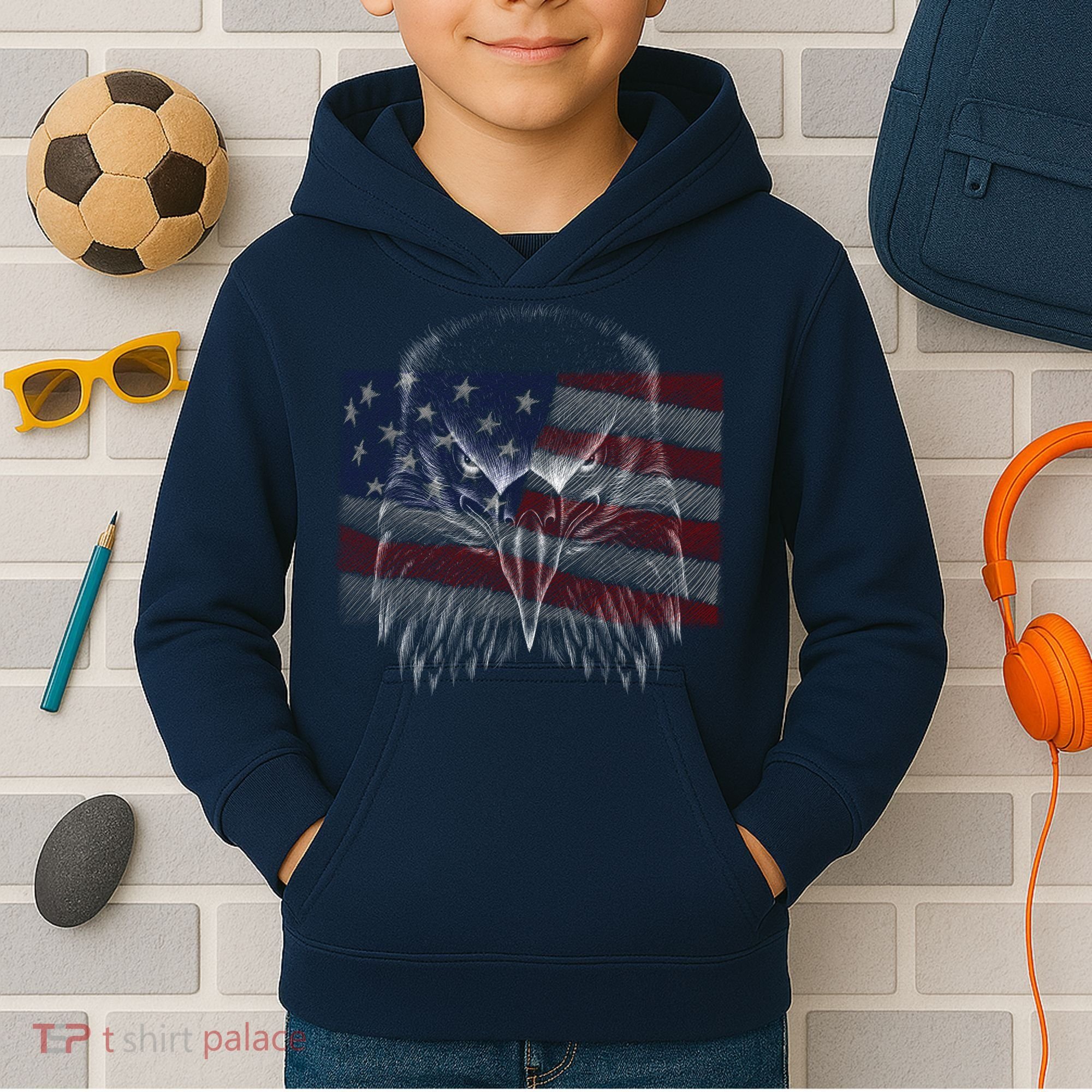 American Eagle Sketch Art Kids Hoodie