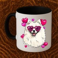 American Eskimo Valentines Day Heart Dog Lover Coffee Mug thumb 2