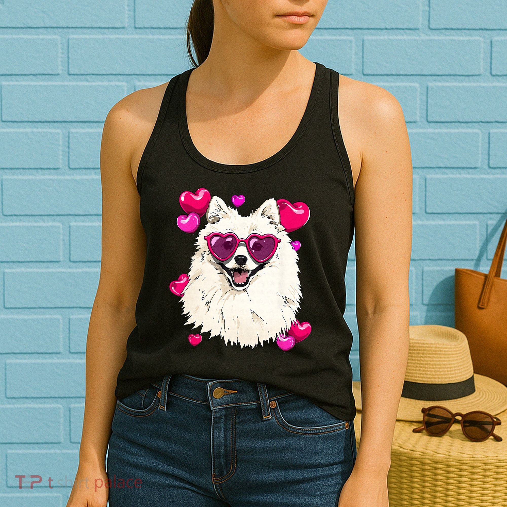American Eskimo Valentines Day Heart Dog Lover Women's Tank Top