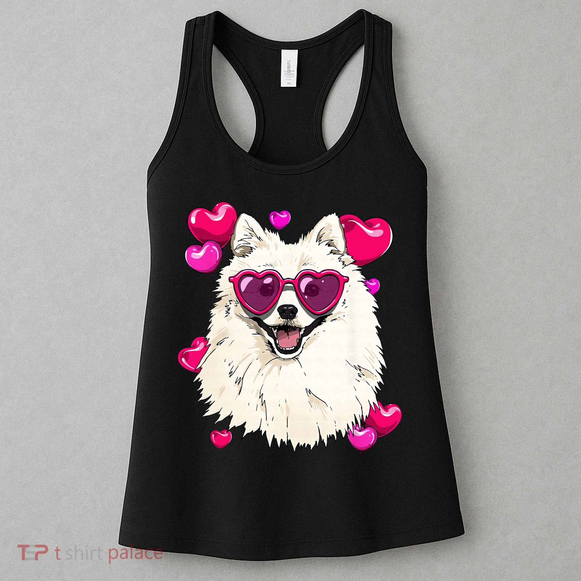 American Eskimo Valentines Day Heart Dog Lover Women's Tank Top