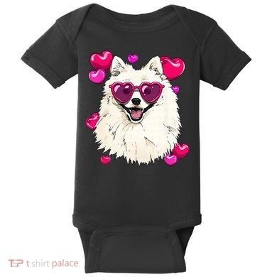 American Eskimo Valentines Day Heart Dog Lover Baby Bodysuit