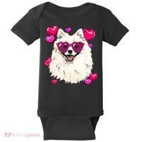 American Eskimo Valentines Day Heart Dog Lover Baby Bodysuit thumb 0