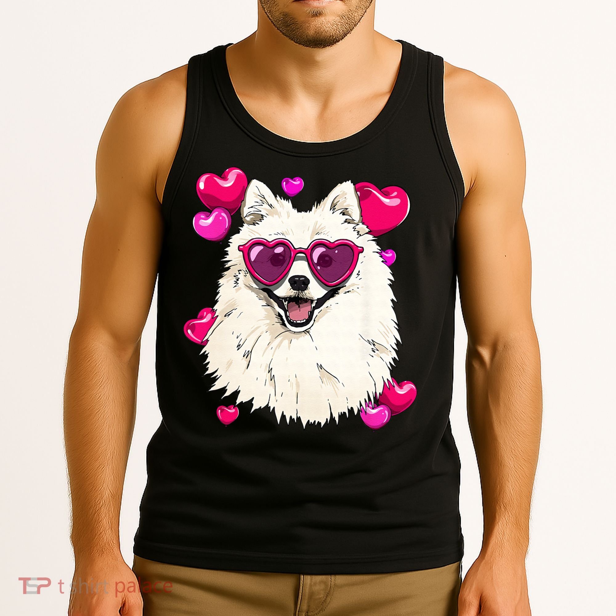 American Eskimo Valentines Day Heart Dog Lover Tank Top