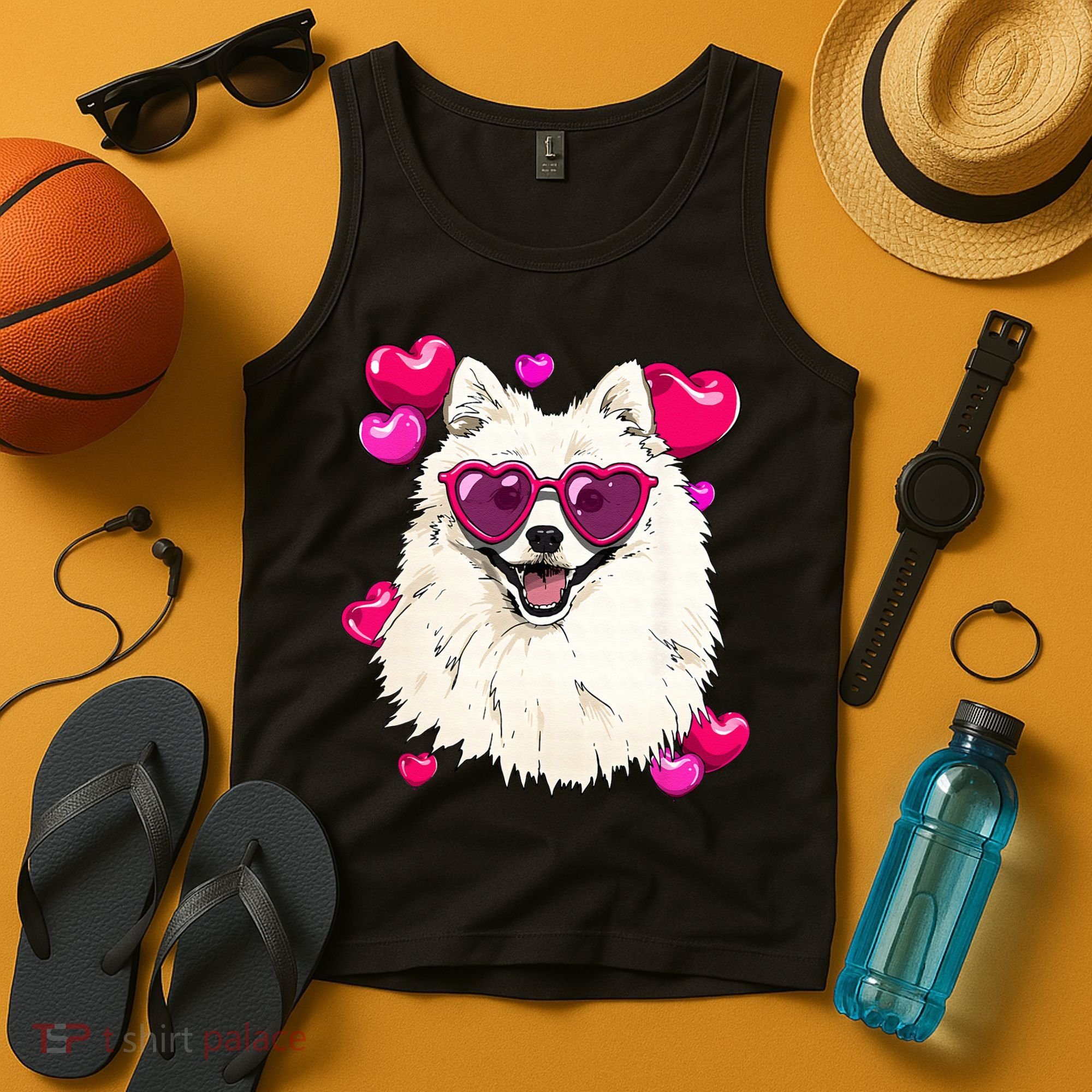 American Eskimo Valentines Day Heart Dog Lover Tank Top