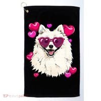 American Eskimo Valentines Day Heart Dog Lover Golf Towel thumb 0