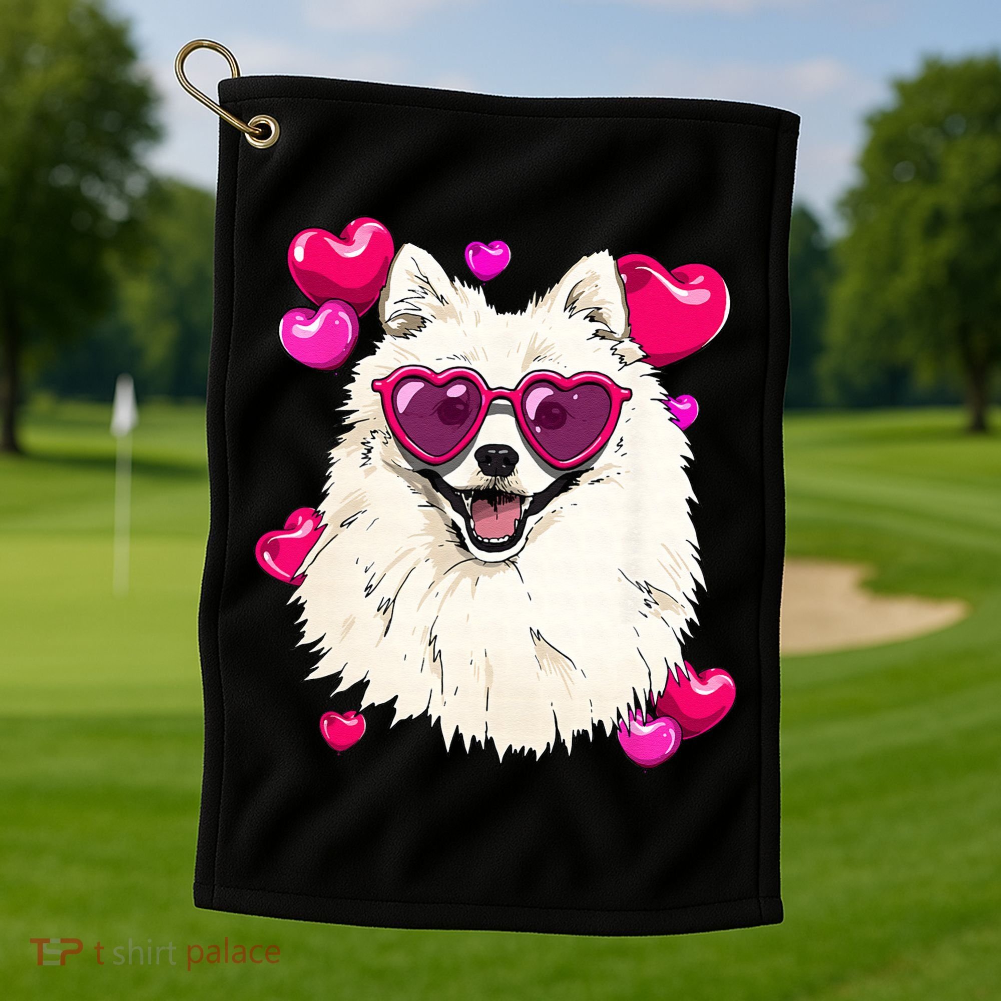 American Eskimo Valentines Day Heart Dog Lover Golf Towel