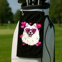 American Eskimo Valentines Day Heart Dog Lover Golf Towel thumb 2