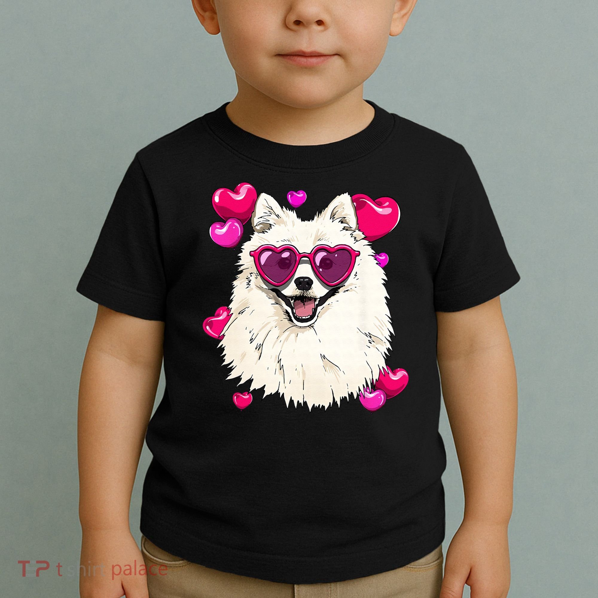 American Eskimo Valentines Day Heart Dog Lover Toddler T-Shirt