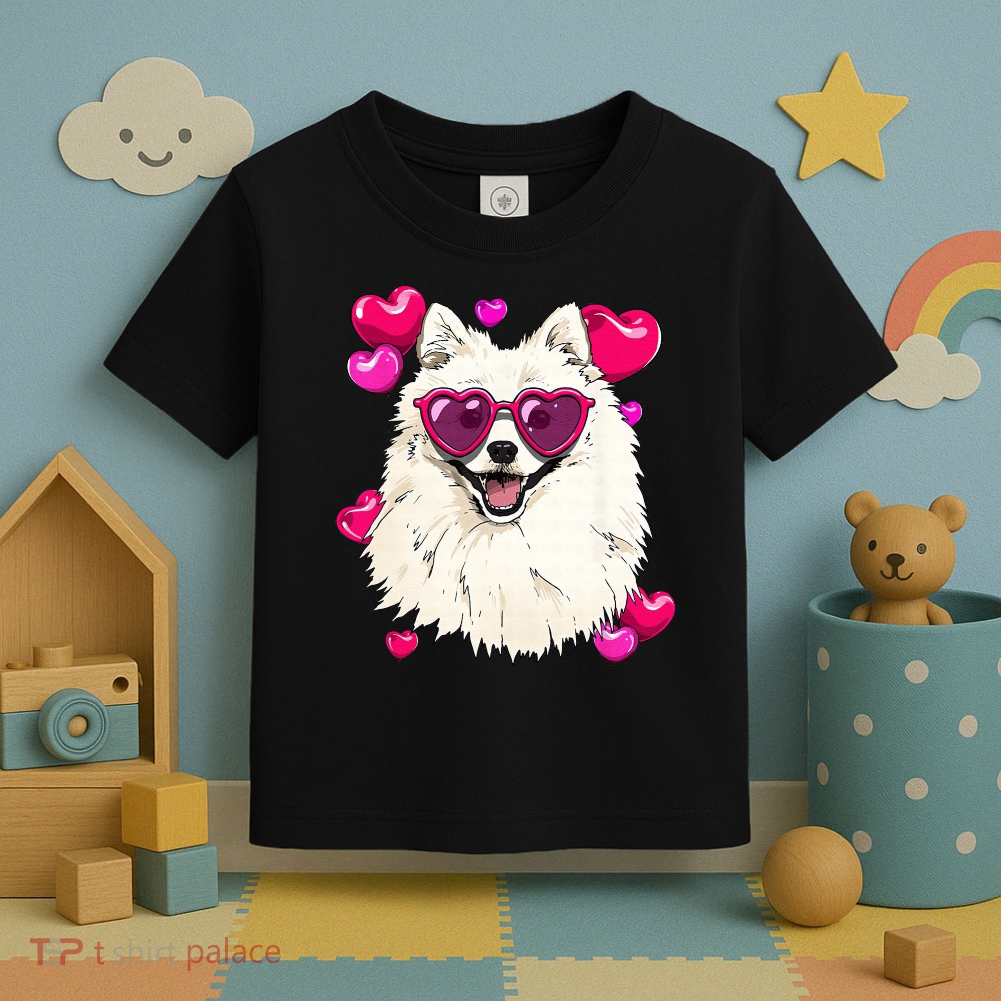 American Eskimo Valentines Day Heart Dog Lover Toddler T-Shirt