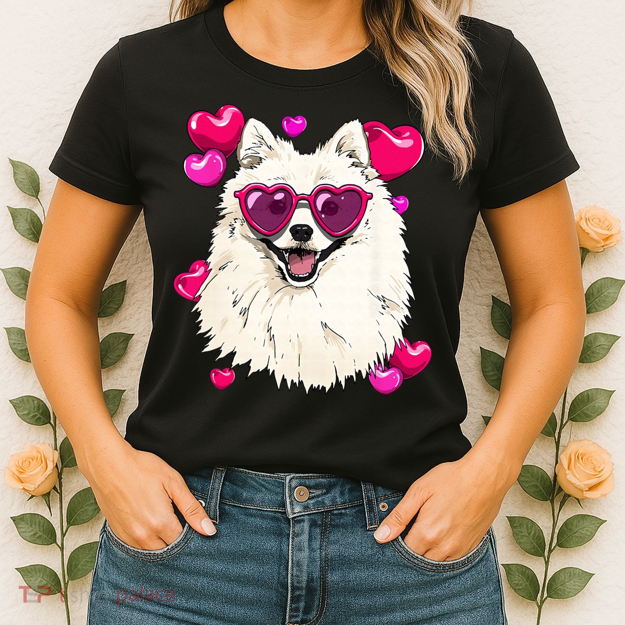 American Eskimo Valentines Day Heart Dog Lover Women's T-Shirt