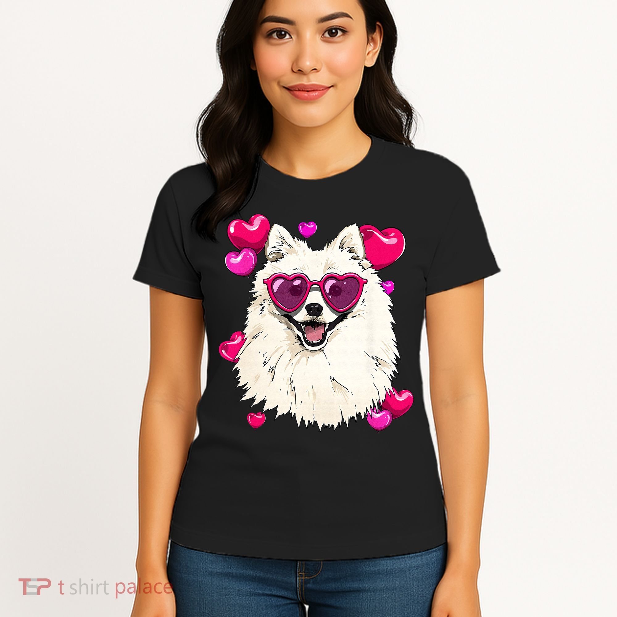 American Eskimo Valentines Day Heart Dog Lover Women's T-Shirt