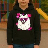 American Eskimo Valentines Day Heart Dog Lover Kids Hoodie thumb 3
