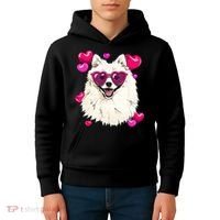American Eskimo Valentines Day Heart Dog Lover Kids Hoodie thumb 4