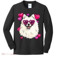 American Eskimo Valentines Day Heart Dog Lover Kids Long Sleeve Shirt thumb 0
