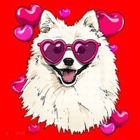 American Eskimo Valentines Day Heart Dog Lover Santa Hat thumb 1