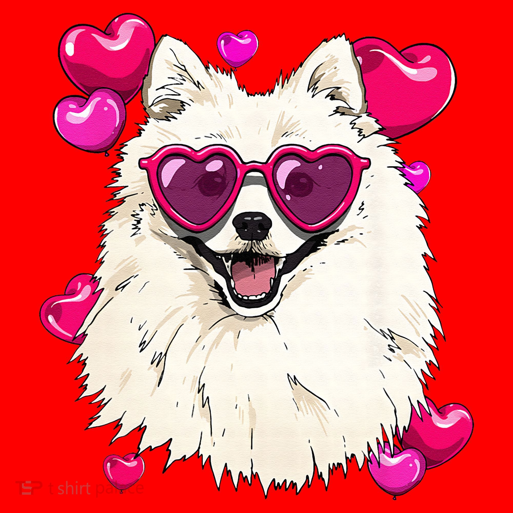 American Eskimo Valentines Day Heart Dog Lover Santa Hat