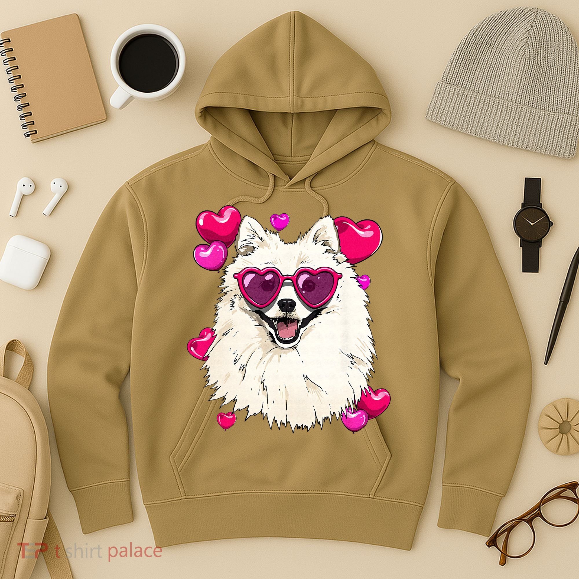American Eskimo Valentines Day Heart Dog Lover Hoodie