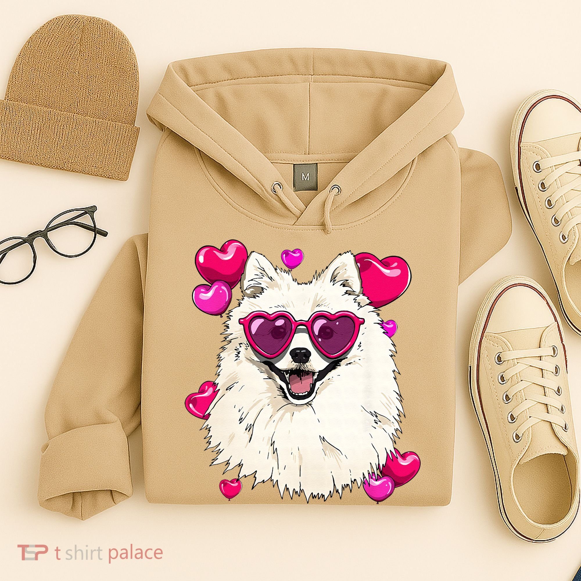 American Eskimo Valentines Day Heart Dog Lover Hoodie